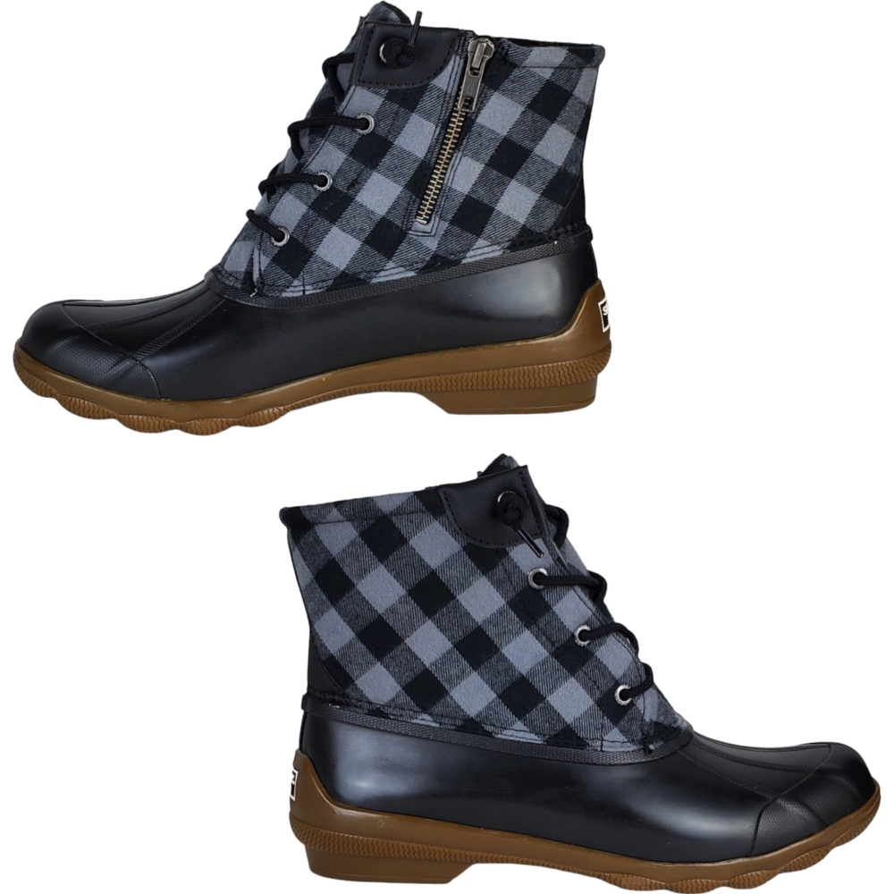 New Sperry syren gulf buffalo check black winter rain snow duck boots outdoor - Picture 5 of 15